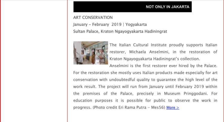 Istituto Italiano di Cultura Jakarta - NEWSLETTER, January 2019